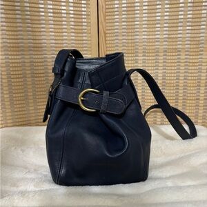 Coach Navy Leather Bucket Bag VTG